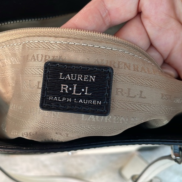 Slightly used, auth  RALPH LAUREN color blocking 100% Cow Leather Tote Bag - Picture 10 of 14